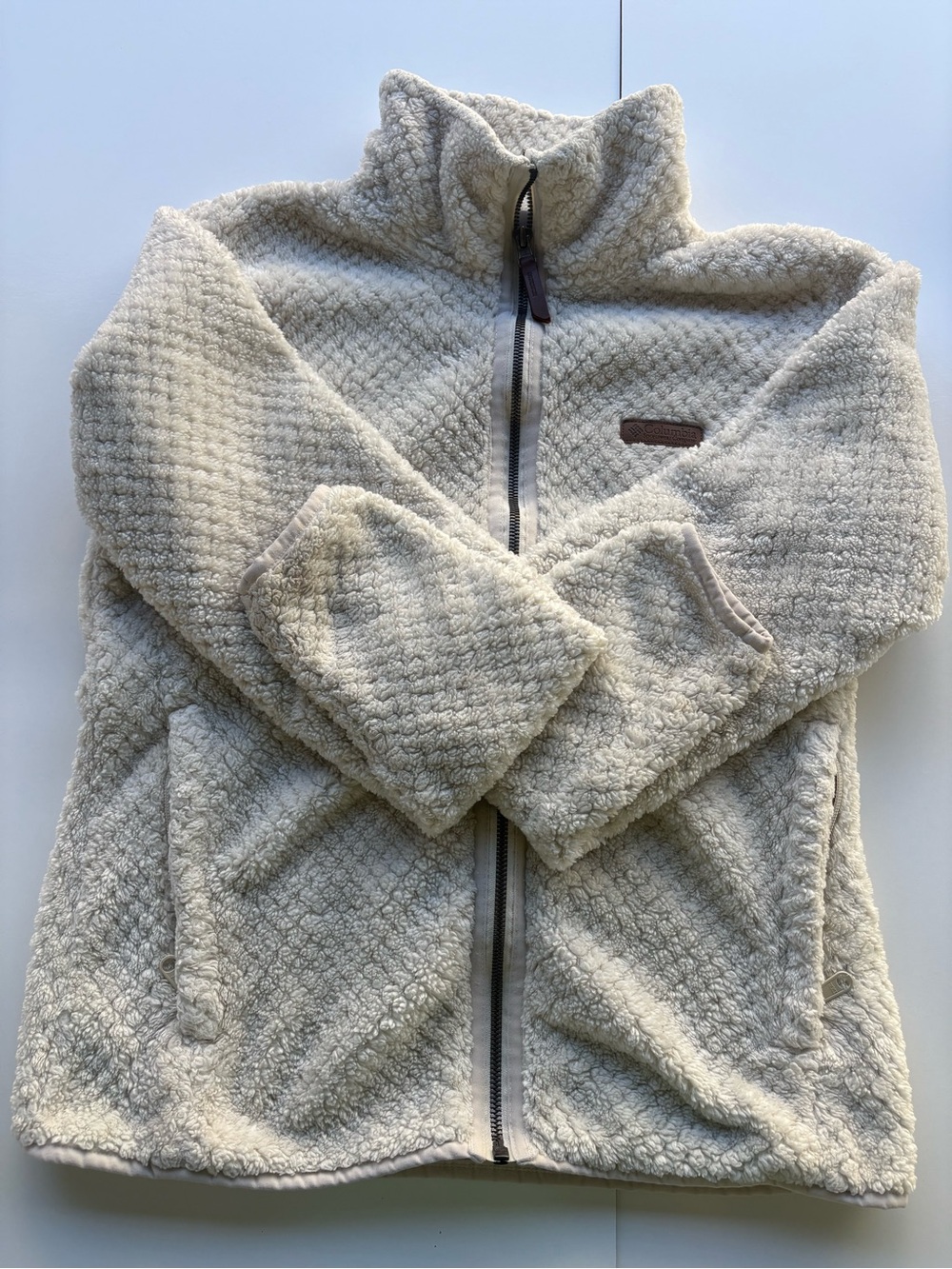 Columbia Woman Cream Sherpa Full-Zip Jacket Size M